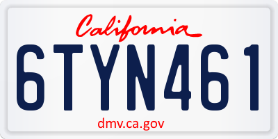 CA license plate 6TYN461