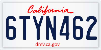 CA license plate 6TYN462