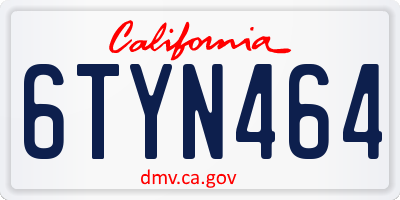 CA license plate 6TYN464