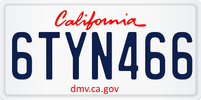 CA license plate 6TYN466