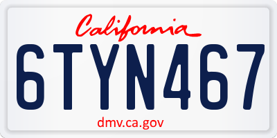 CA license plate 6TYN467