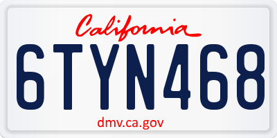 CA license plate 6TYN468