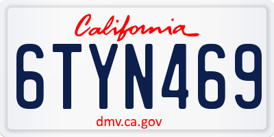 CA license plate 6TYN469