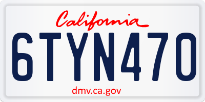 CA license plate 6TYN470