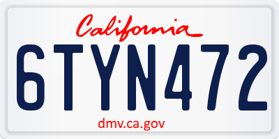 CA license plate 6TYN472