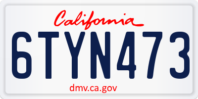 CA license plate 6TYN473