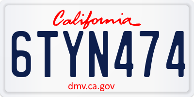 CA license plate 6TYN474