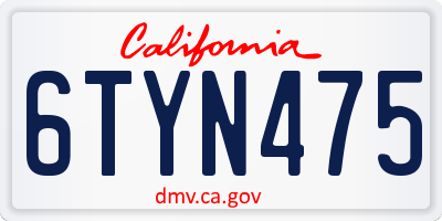 CA license plate 6TYN475