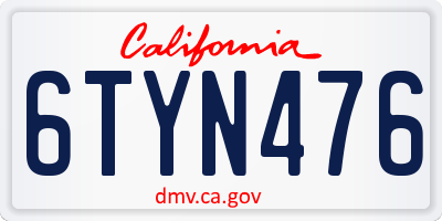 CA license plate 6TYN476