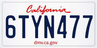 CA license plate 6TYN477