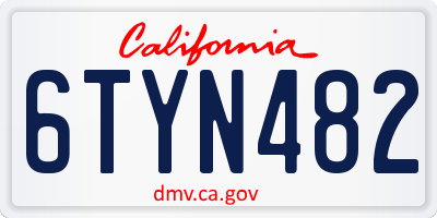 CA license plate 6TYN482