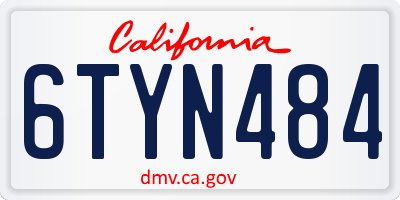 CA license plate 6TYN484