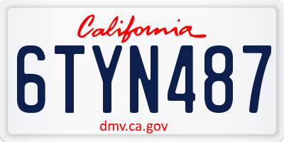 CA license plate 6TYN487