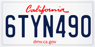 CA license plate 6TYN490