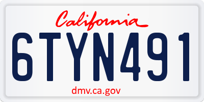 CA license plate 6TYN491