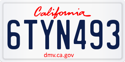 CA license plate 6TYN493