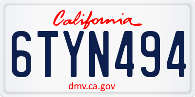 CA license plate 6TYN494