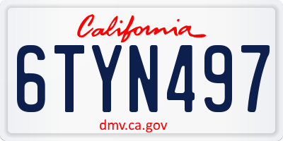 CA license plate 6TYN497