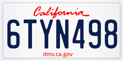 CA license plate 6TYN498