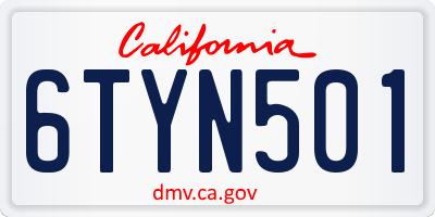 CA license plate 6TYN501