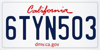 CA license plate 6TYN503