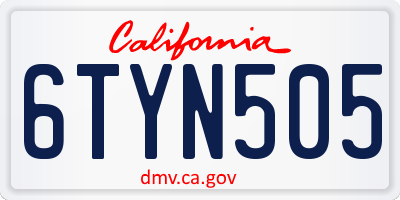CA license plate 6TYN505