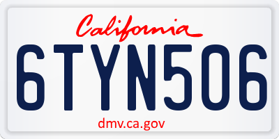 CA license plate 6TYN506