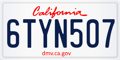 CA license plate 6TYN507