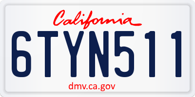 CA license plate 6TYN511