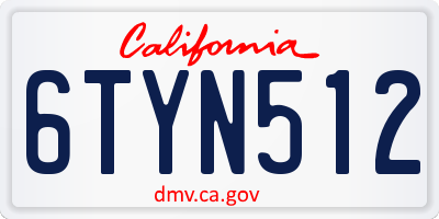 CA license plate 6TYN512