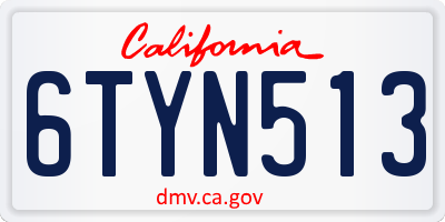 CA license plate 6TYN513