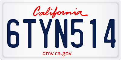 CA license plate 6TYN514