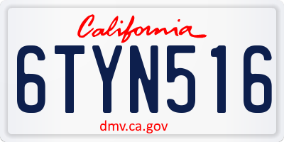 CA license plate 6TYN516