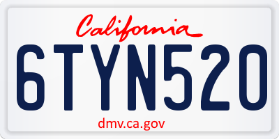 CA license plate 6TYN520