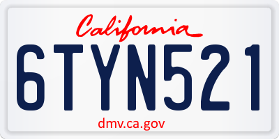CA license plate 6TYN521