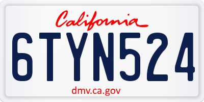 CA license plate 6TYN524