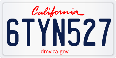 CA license plate 6TYN527