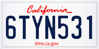 CA license plate 6TYN531