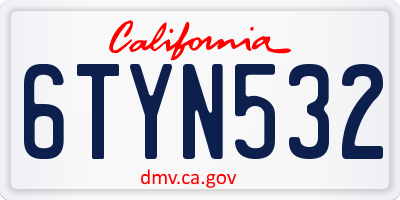 CA license plate 6TYN532