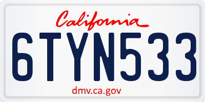 CA license plate 6TYN533