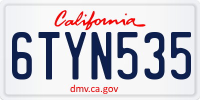 CA license plate 6TYN535