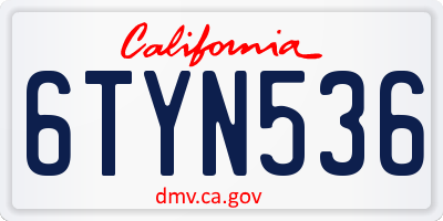 CA license plate 6TYN536