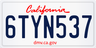 CA license plate 6TYN537