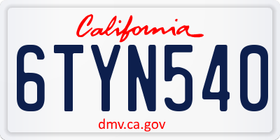 CA license plate 6TYN540