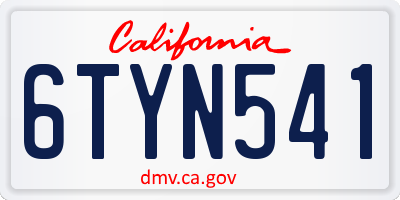 CA license plate 6TYN541