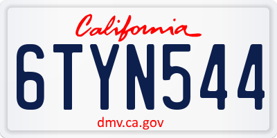 CA license plate 6TYN544