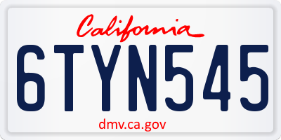 CA license plate 6TYN545