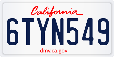 CA license plate 6TYN549