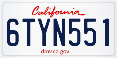 CA license plate 6TYN551