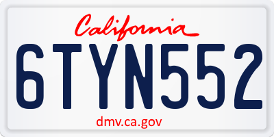 CA license plate 6TYN552